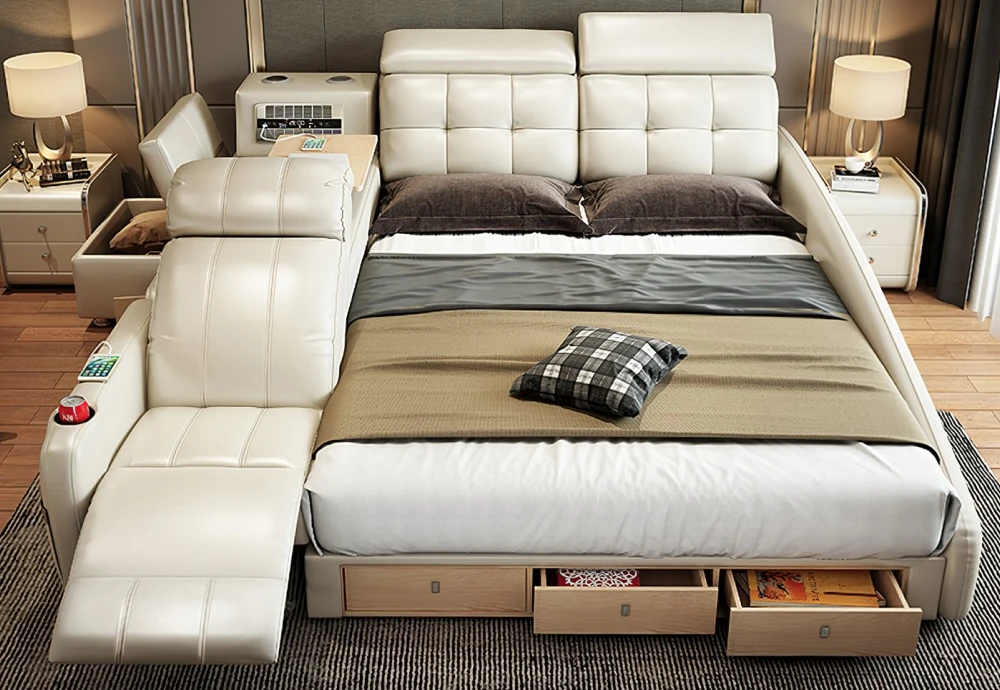 modern bed with storage massage functions